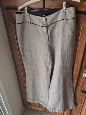 White House Black Market 57% Linen Wide Leg Pants Sz 10